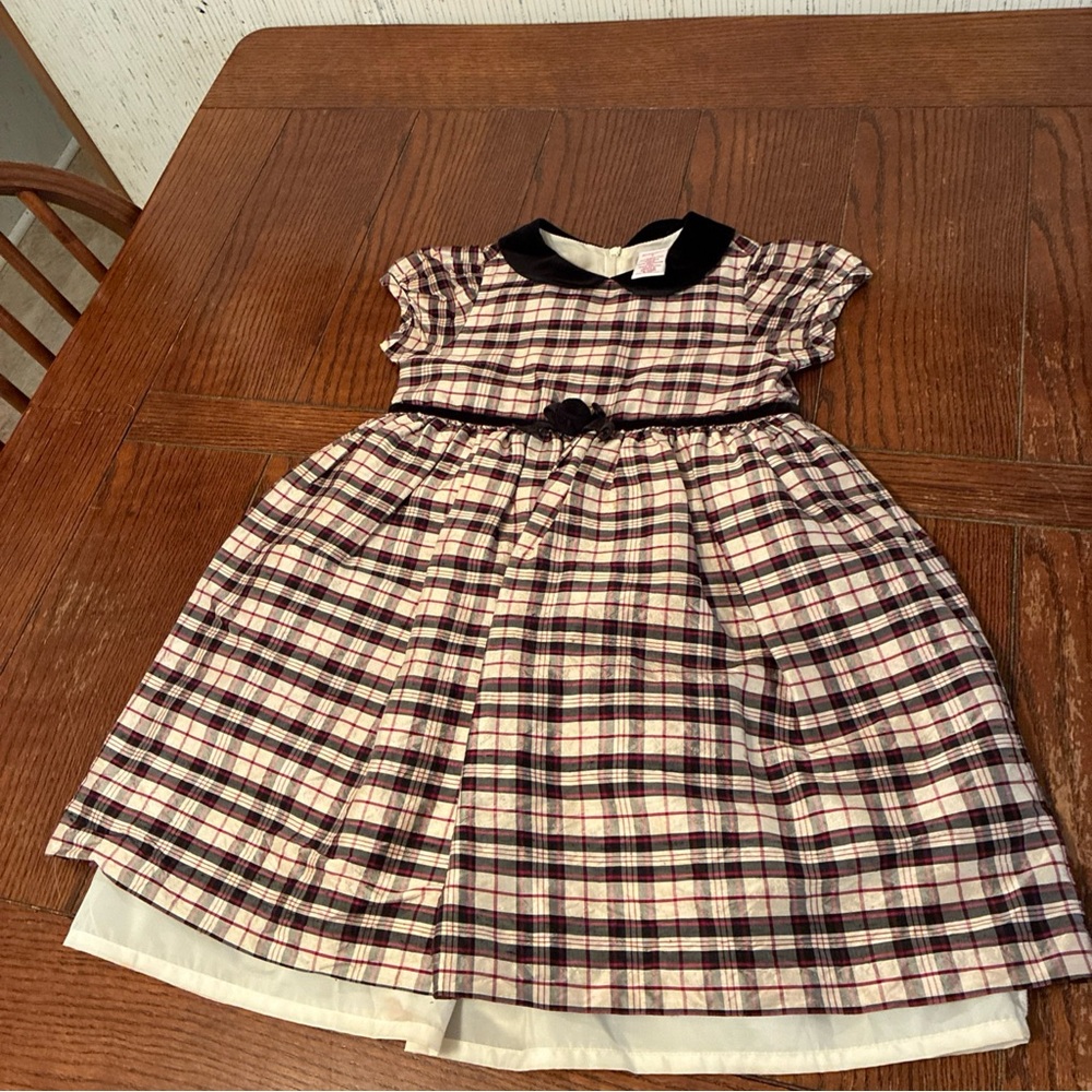 Vintage Gymboree Dress Size 5 2002 Holiday Magic 100% Silk Plaid